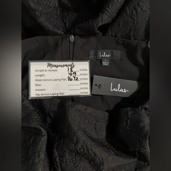 Lulus NWT “Adorable Mood” Black Floral Jacquard Puff Sleeve Babydoll Dress Large - Picture 5 of 16